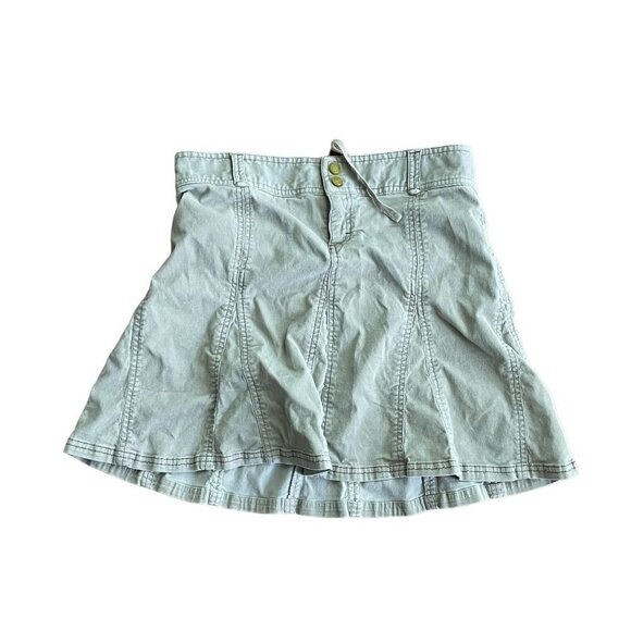 Athleta Whenever Corduroy Skirt A-Line Flare Pockets Drawstring Beige Sz 4P - Picture 1 of 8